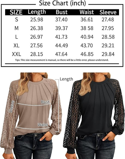 Women's Black Long Sleeve Lace Blouse - Business Casual Knitted Y2K Tops for Fall 2024