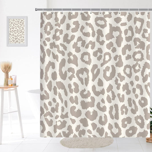 Cute Grey Leopard Shower Curtain - Modern Decorative Leopard Shower Curtain, Quick Dry Washable Durable Polyester Fabric 72" x 72"