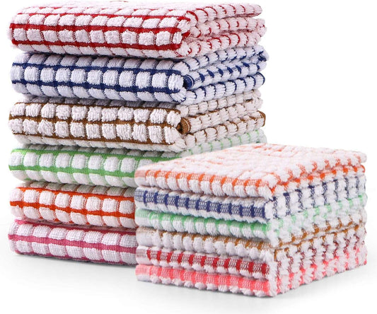 12 Pack Dishcloths, 6 Piece 16"x25", 6 Piece 12"x12", Cotton, Kitchen Towels, Perfect for Cleaning CA Ticaret