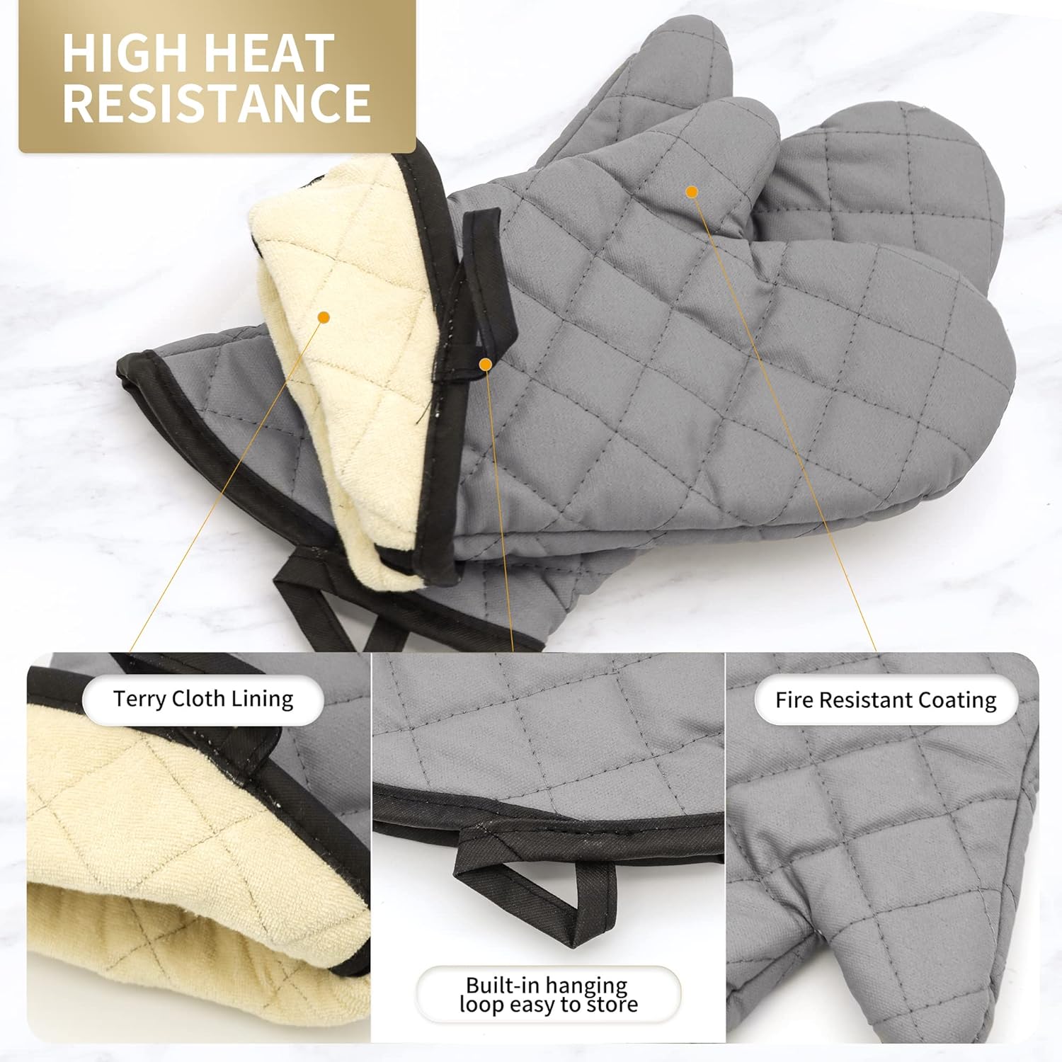 Oven Gloves, Heat Resistant Kitchen Oven Gloves, Extra Long Gloves (16"L x 6.7"W) CA Ticaret