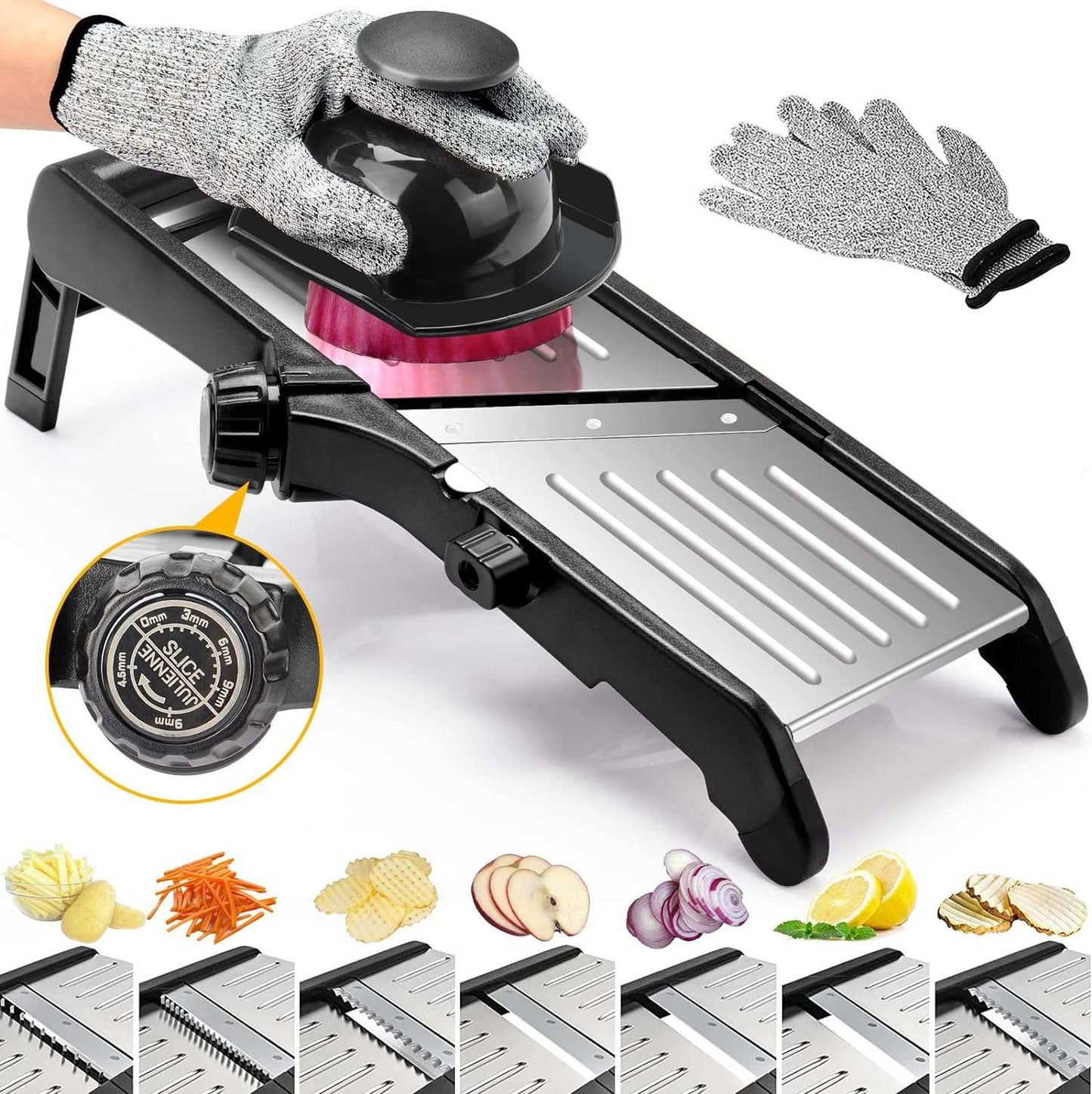 Mandoline Slicer, Stainless Steel Mandoline Vegetable Slicer for Kitchen (16"L x 6"W x 5"H) CA Ticaret