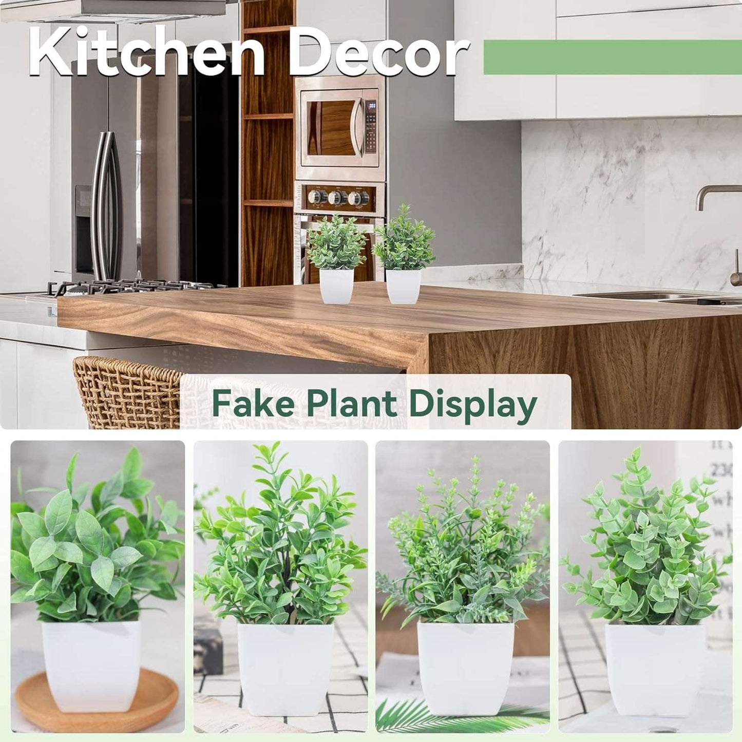 4 Packs Fake Plants Mini Artificial Greenery Potted Plants for Home Decor Indoor Office Table Room Farmhouse CA Ticaret