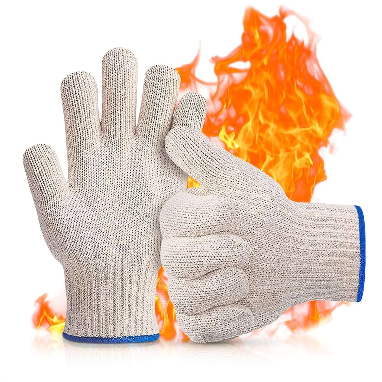 Oven Gloves, Heat-resistant Oven Gloves with Fingers Suitable for Outdoor Grilling, Gloves for the Kitchen (9.49"L x 5.9"W) CA Ticaret