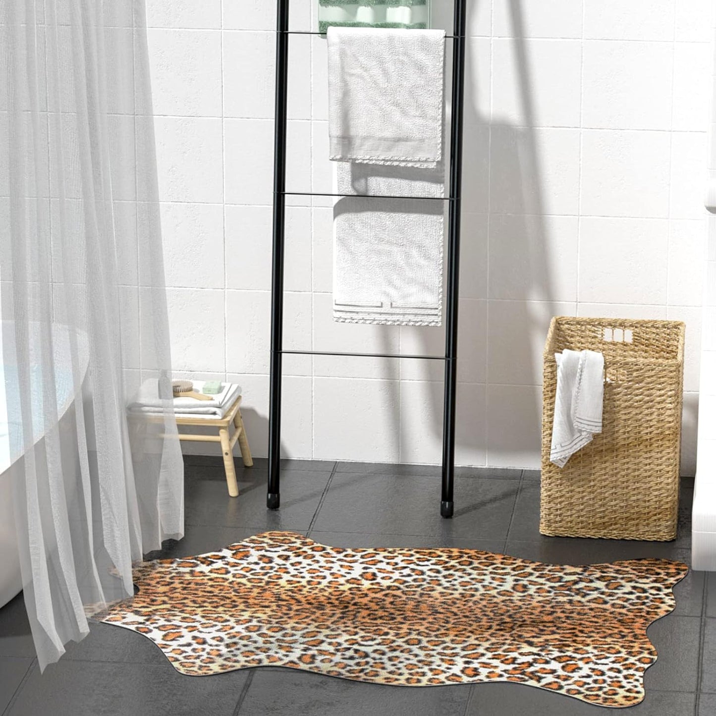 Leopard Print Area Rug - Cute Cheetah Print Rug for Living Room or Bedroom, Non-Slip Animal Skin Carpet, 43.3" L x 29.5" W