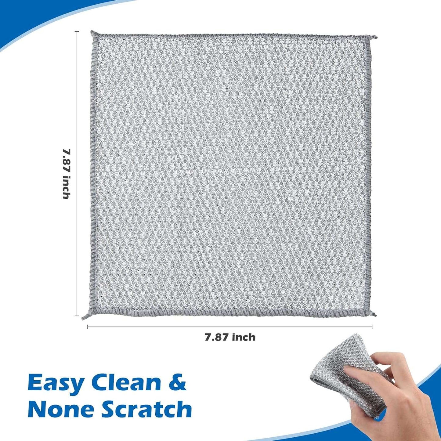 6 Pack Dishcloths, Non-Scratch Nylon Microfiber Wire, Multipurpose, Fast Cleaning, 6.8"x6.8" CA Ticaret