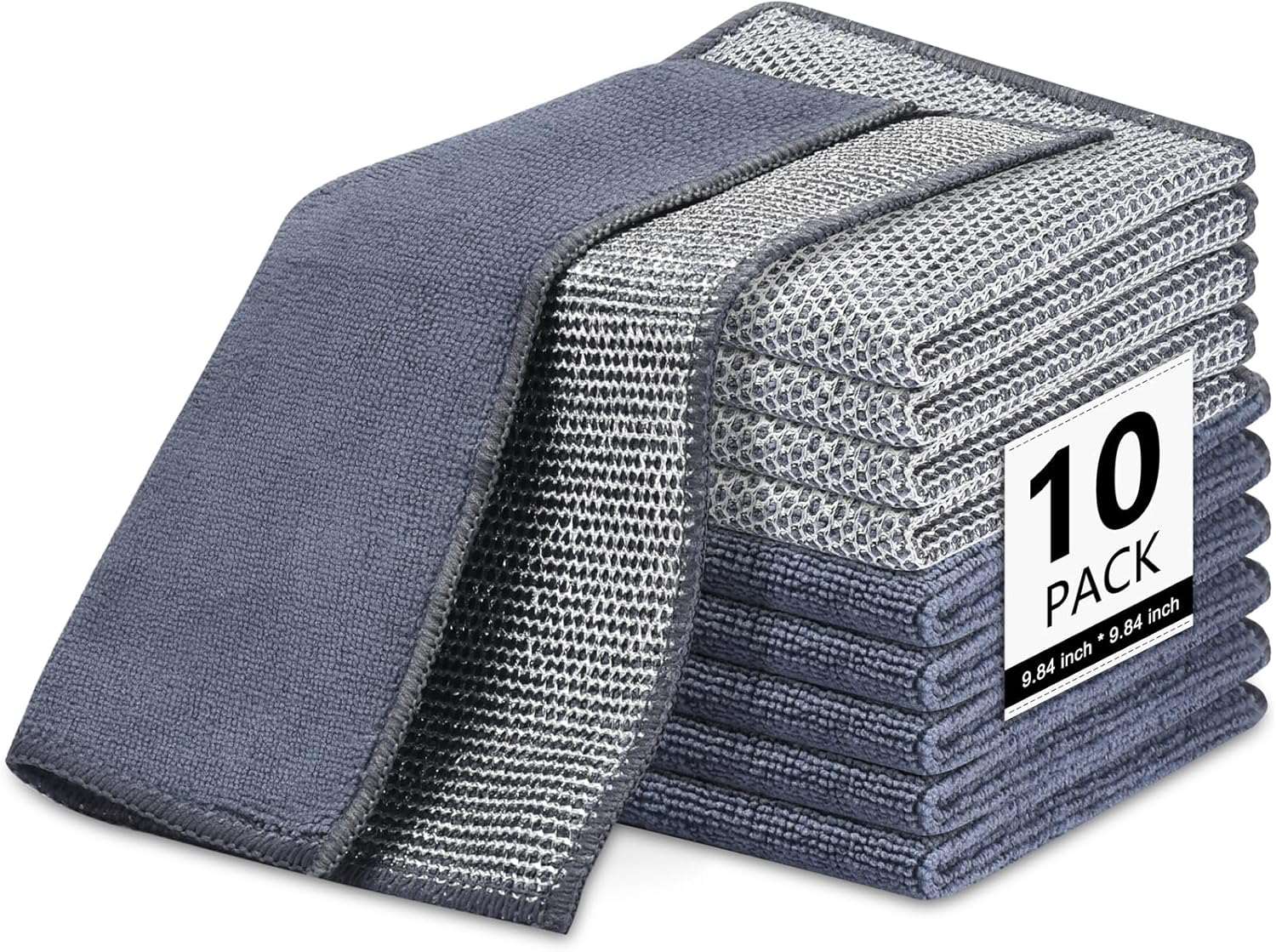 10 Packs Dishcloths, 2 Layer Wire Dishcloth, Non-Scratch, Cleaning Cloth, 9.8"x9.8" CA Ticaret