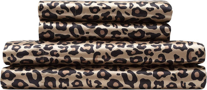 100% Luxury Satin Polyester Queen Sheet Set - Complements Your Leopard Comforter Set