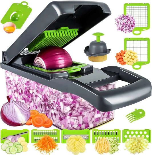 Vegetable Chopper, Pro Onion Chopper, Multifunctional 13 in 1 Food Chopper, Kitchen Vegetable Slicer Dicer Cutter,Veggie Chopper With 8 Blades,Carrot and Garlic Chopper With Container CA Ticaret