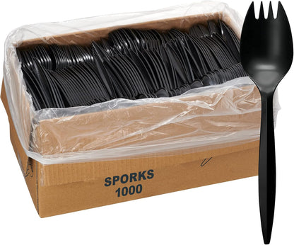 Sporks, Plastic Disposable Sporks 1000 Piece, Plastic Cutlery Spork (13.74 x 7.32 x 6.26 inches) CA Ticaret