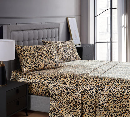 100% Luxury Satin Polyester Queen Sheet Set - Complements Your Leopard Comforter Set