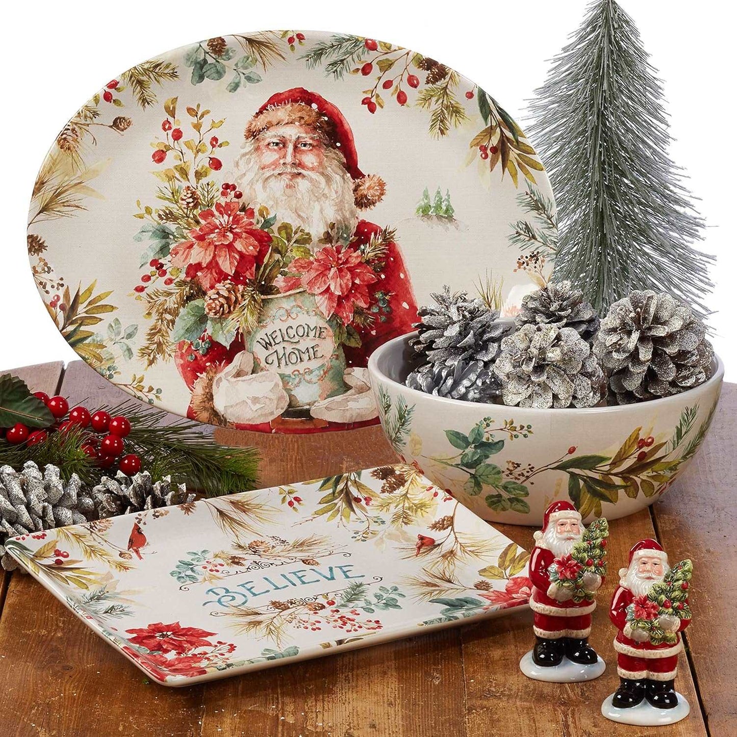 Christmas Dinner Plates, Durable, Multicolored, Ceramic Material, Set of 4 (11") Large CA Ticaret