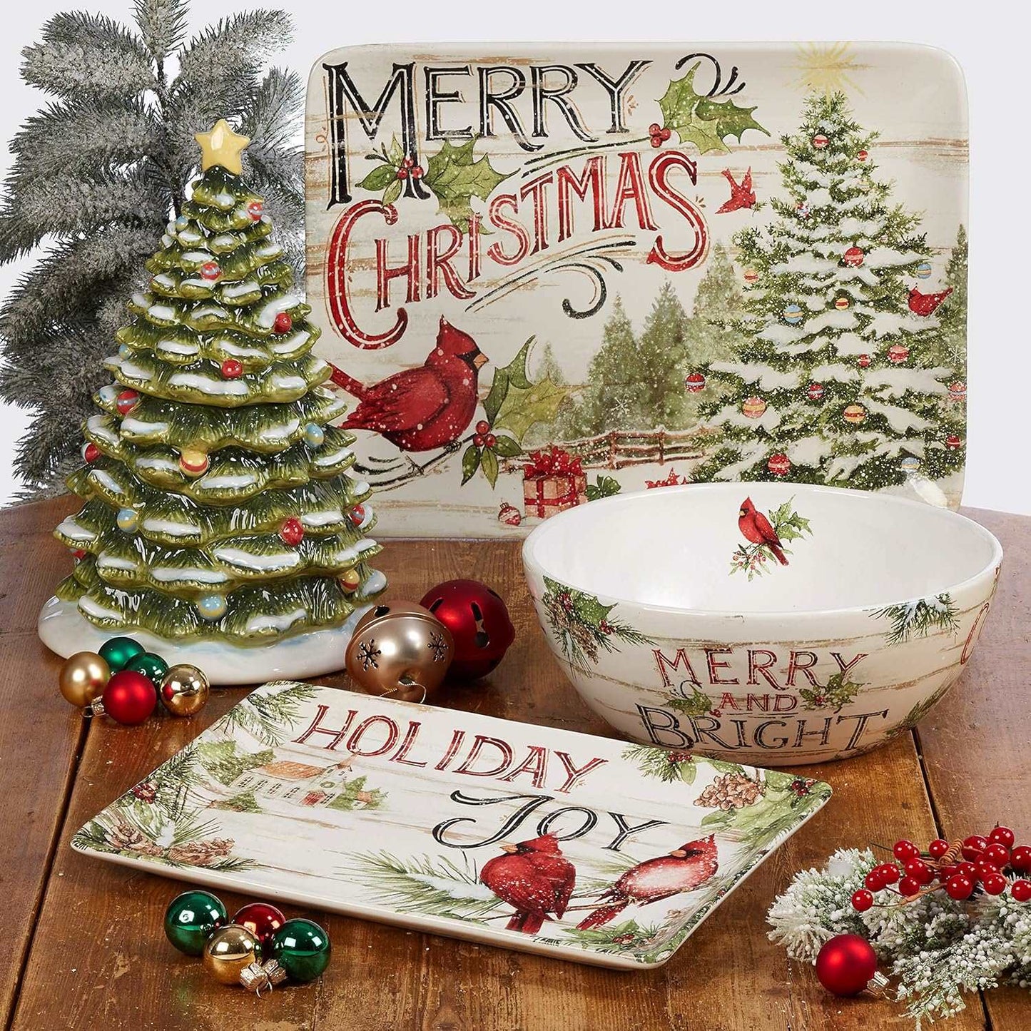 Christmas Dinner Plates, Durable, Multicolored, Set of 4, Ceramic Plates, (10.5") Medium CA Ticaret