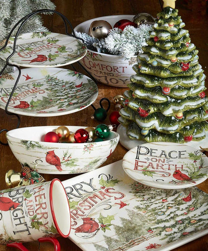 Christmas Dinner Plates, Durable, Multicolored, Set of 4, Ceramic Plates, (10.5") Medium CA Ticaret