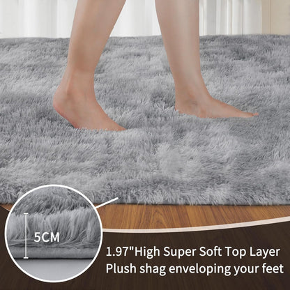 Area Rug 9x12, Shag Rugs 9x12 for Living Room, Soft Plush Grey Area Rugs, Machine Washable, Anti-Slip Design for Bedroom and Kids Spaces