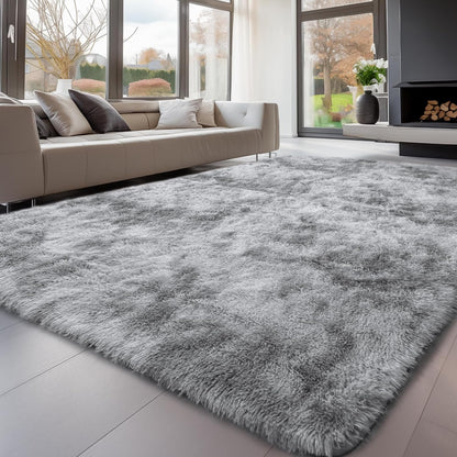 Area Rug 9x12, Shag Rugs 9x12 for Living Room, Soft Plush Grey Area Rugs, Machine Washable, Anti-Slip Design for Bedroom and Kids Spaces