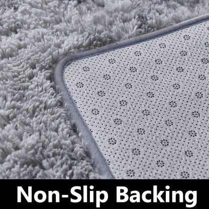 Shag Area Rug 5x7, Durable Tie-Dyed Light Grey Area Rugs for Living Room and Nursery, Anti-Skid High Pile Soft Throw Rug