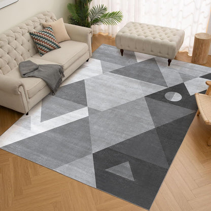 Area Rug 8x10, Modern Washable Area Rug 8x10 - Geometric Non-Slip Soft Rug for Living Room, Bedroom - Non-Shedding Machine Washable Rug, Gray